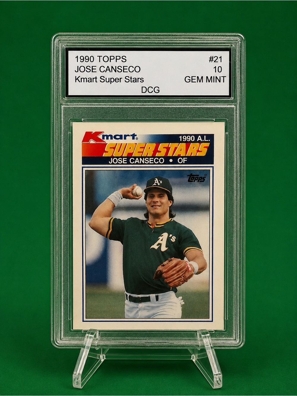 Topps Red and Black Jose Canseco Baseball Card 1990